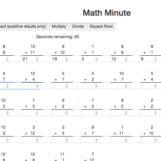 Math Minute Quiz